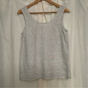 notPERFECTLINEN Linen tank top PORTO, tank top, b/w stripes, S/M, white & black
